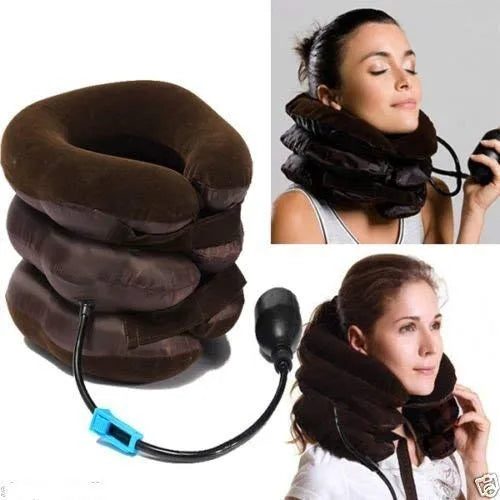 Nylon, Rubber Three Layer Tractor Air Pillow Bag Tractor Cervical Collar Neck Vertebra Traction Massager for Pain Relief, Cervical Spine Neck Back Shoulder Pain