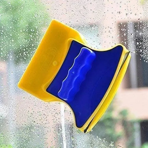 Magnetic Window Cleaner Double-Side Glazed Two Sided Glass Cleaner Wiper with 2 Extra Cleaning Cotton Cleaner Squeegee Washing Equipment Household Cleaner