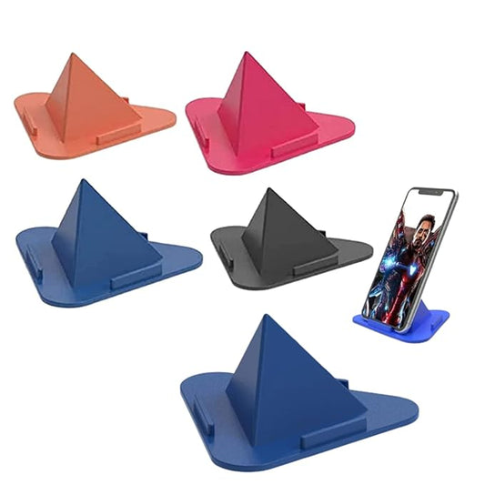 Portable Three-Sided Triangle Desktop Stand Mobile Paradise Universal Phone Pyramid Shape Holder Desktop Stand (Multi Color) (Pack of 5) Mobile Holder