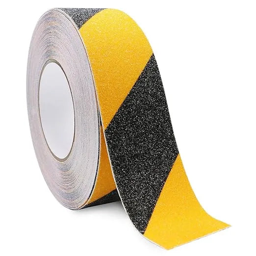 Anti-Slip Safety Grip Tape, Safety Tape with High Traction Grit Yellow & Black Marking Self-Adhesive Tape Hazard Caution for Stairs Steps Deck (5cm x 5m)