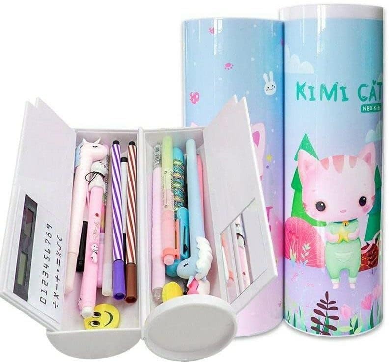 MULTIFUNCTION PENCIL BOX Latest Pencil Box for Girls Kids Multi-Function Pencil Case with Calculator, White Board, Marker & Storage,School Box for Girls Compass Accessories