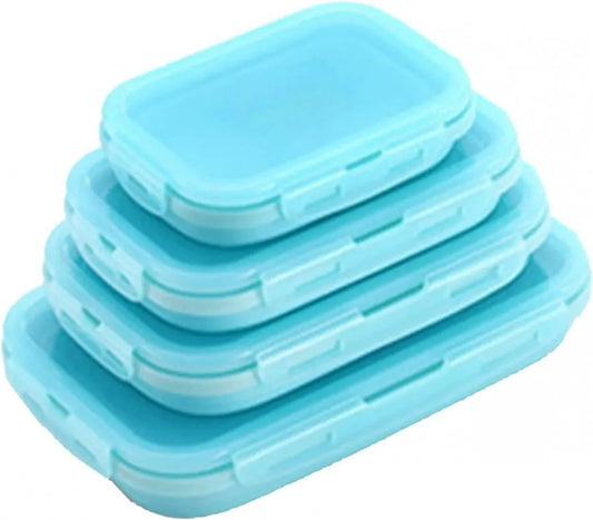 Foldable Silicone Rectangle Collapsible Lunch Box Set of 4/ Tiffin Box with Four Different Size