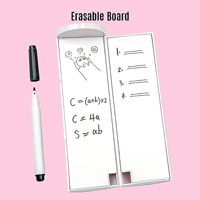 MECHBORN Latest Pencil Box for Girls Kids - Multi-Function Pencil Case with Calculator, White Board, Marker & Storage,School Box for Girls Compass Accessories (Multi-Function Pencil Case)