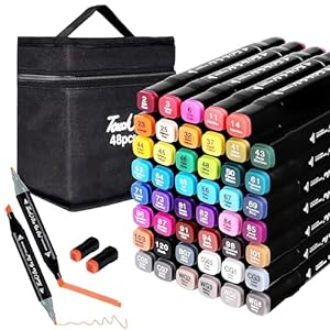 48 Colors Artist Graphic Markers Dual Tip Art Markers Twin Sketch Markers Pens  (Set of 48, Multicolor)