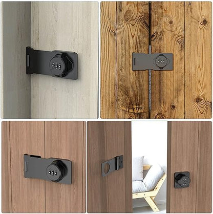 Household Cabinet Combination Lock,Password Hasp Locks,Cabinet Door Lock,Door Security Slide Latch Lock with Screws for Small Doors, Cabinets, Barn Door, Bathroom, Outdoor, Garden (Black)