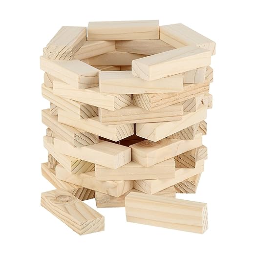 MILONI USA Wooden 54 Wooden Building Block, Party Game, Tumbling Tower Game for Kids and Adults (Classic Wooden Games Blocks)