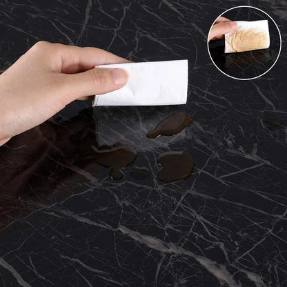 200 cm Black Marble Design Wallpaper Sticker for Kitchen (200*60 cm) Self Adhesive Sticker  (Pack of 1)