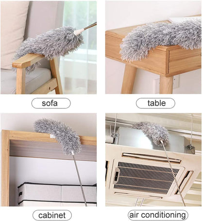 MECHBORN Microfiber Feather Duster Bendable & Extendable Fan Cleaning Duste Expandable Pole Handle Washable Duster for High Ceiling Fans,Window Blinds, Furniture (Grey)