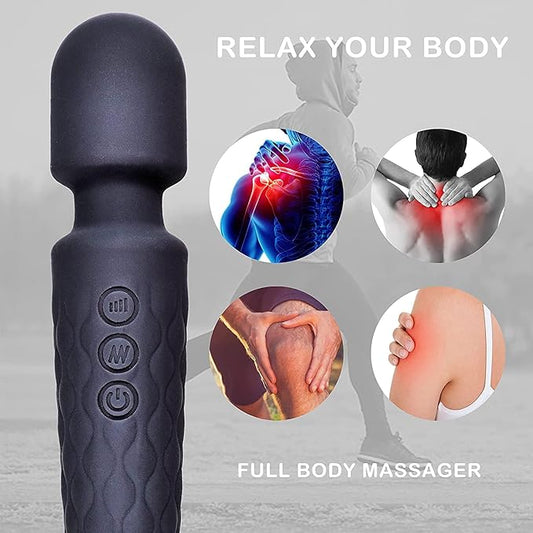 MILONI USA Battery Powered Body Massager For Women, Men,Rechargeable Wireless Vibration Machine,20 Vibration Modes,8 Speeds And Water Resistant,Flexible Head,Multi