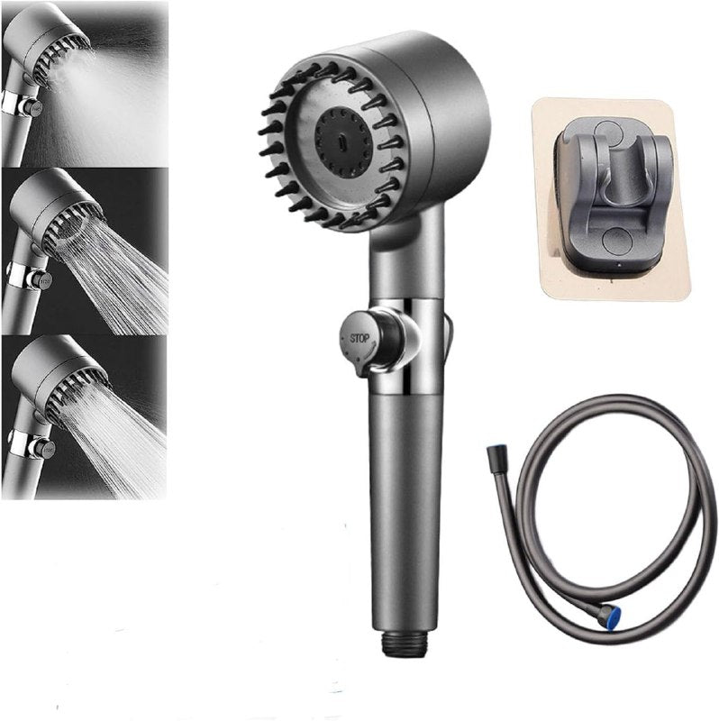 Bathroom Shower Set With 5 Spray Modes, Water Saving Hand Shower For Bathroom, Shower Head With Stop Button Shower Heads With 140 Cm Hose Pipe And Adjustable Bracket