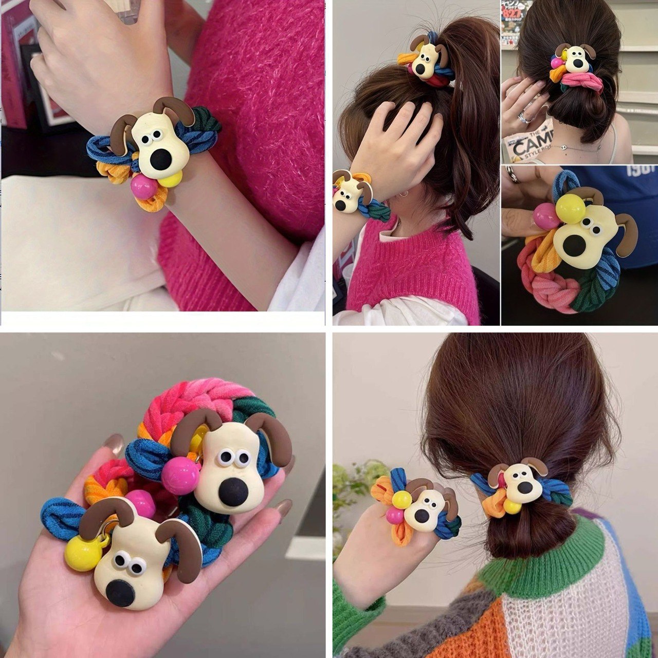 Cute Dog Elastic Hair Bands (multicolour)