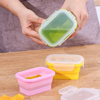 Foldable Silicone Rectangle Collapsible Lunch Box Set of 4/ Tiffin Box with Four Different Size