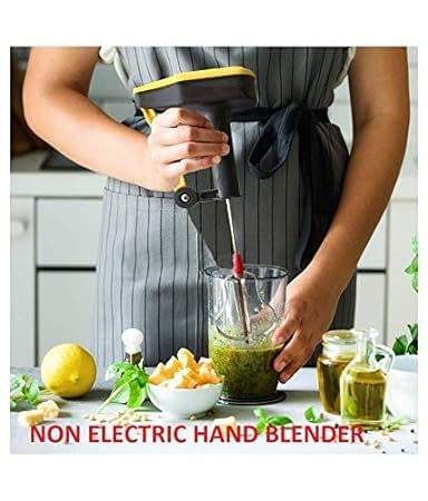 Power-Free Manual Hand Blender With Stainless Steel Blades || Cream Beater || Egg Beater || Butter Milk Churner || Lassi Churner || Soups/Dal Liquidiser - Multicolor