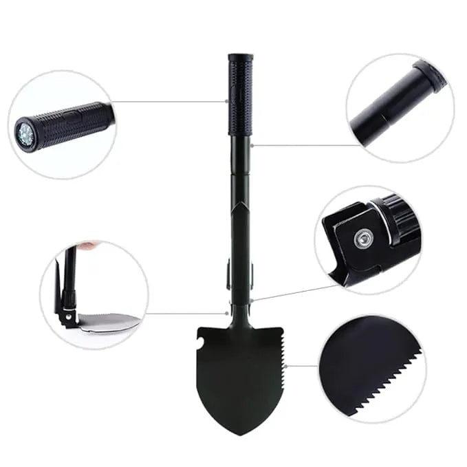 Folding Shovel 16" Camping Military Style Survival w/Pick Tool & Case Garden Tool Kit Shovel Portable Folding Shovel