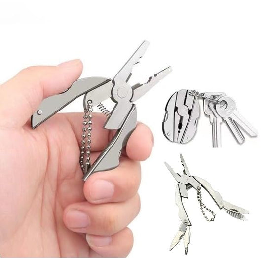 Mini Portable Pocket Plier Keychain | Stainless Steel Multifunctional Folding Screwdriver Hand Tool Kit | Portable Survival Tool For Outdoor Activities/Emergency Repair (Pack of 1,Multicolor)