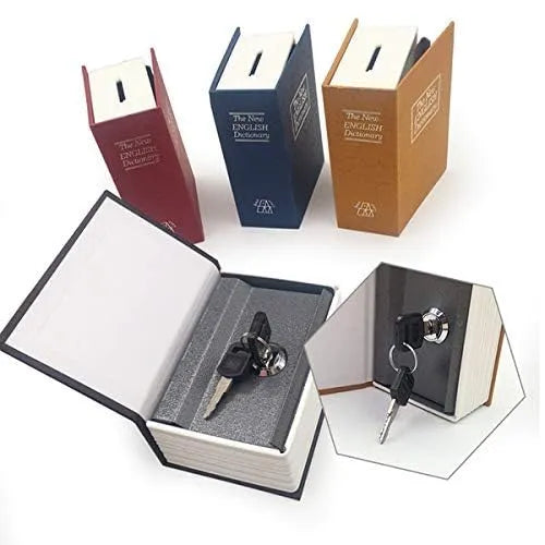 Hidden Safe Book Dictionary Style Locker Vault Box with 2 Keys Jewelry Cash Box Locker Book Safe Mini Locker for Office Home