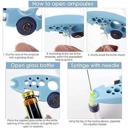 Ampule Cutter with 5 Replaceable Grinding Wheels, Ampoule Cutter for Doctors, Nursing Glass Bottle Cutter, Breaker, Suitable for Home Daily or Medical Use, Cut The Ampoule