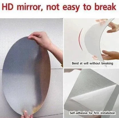 Oval Shape Adhesive Mirror Sticker For wall On Tiles Bathroom, Bedroom living room 20 * 30 CM