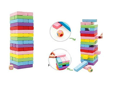 Wooden Blocks | Tumbling Tower Toys with Dices | Stacking & Balancing Games