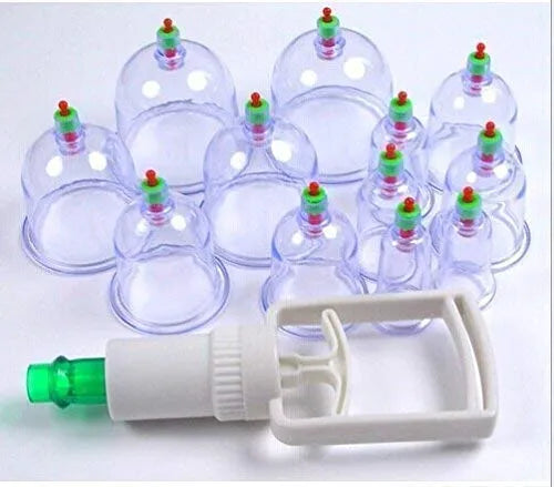 12Pcs Massage Cans Cups Vacuum Cupping Kit Pull Out Vacuum Apparatus Therapy Relax Massager Body Suction Pumps Bank Tank Set