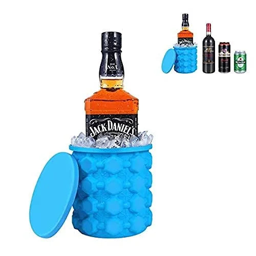 Ultimate Ice Cube Maker Silicone Bucket with Lid Makes Small Size Nugget Ice Chips for Soft Drinks, Cocktail Ice, Wine On Ice