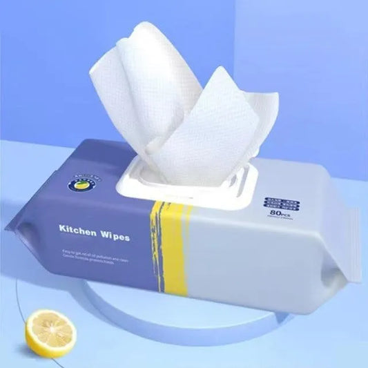 80 pcs Kitchen Cleaning Wipes | Strong Decontamination Kitchen Wipes | Disposable Kitchen Wet Wipes Household Cloth Towel For Removing Grease Stains And Cleaning Glass Table Wet Tissue Wipes