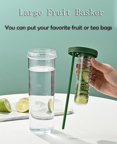 Fruit Infuser Water Bottle | Juice Drinking Bottle | Sports Water Bottle With Straw, Drinking Cup Portable Large Capacity For Home,Gym, Outdoor 1000 Ml (Multicolor, Pack Of 1)