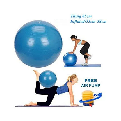 Gym Ball with Pump 65 cm Exercise Ball Extra Thick Yoga Ball Anti-Burst Heavy Duty Stability Ball Supports, Multicolor As Per Availability