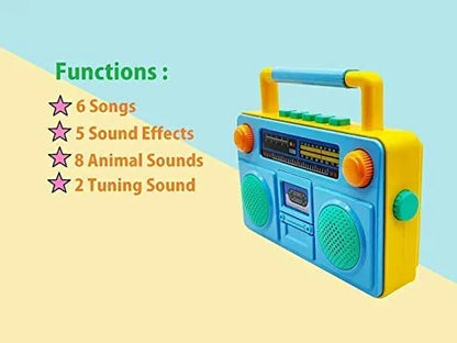 Cute Mini Multifunction Radio Musical Instruments Story Toy with Different Modes and Animal Sound and Led Lighting Musical Toy for Kids