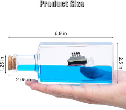 Boat Titanic Cruise Ship Fluid Drift Bottle Unsinkable Boat in a Box Cruise Ship Model Liquid Wave Cruise Ship for Car Desk Home Decoration