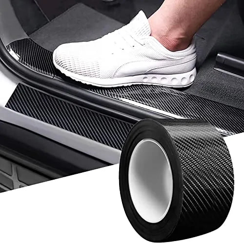 Carbon Fiber Style Waterproof Car Seal Strip Door Edge Cover Guard Anti-Scratch Step Decoration Cover Tape - 2 Inches x 5 Meters