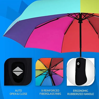 Rainbow Auto Open And Close Umbrella