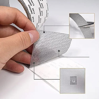 Window Screen Repair Kit Tape,Strong Adhesive & Waterproof Fiberglass Covering Mesh Tape for Covering Window Door Tears Holes Screen Patch Repair Kits