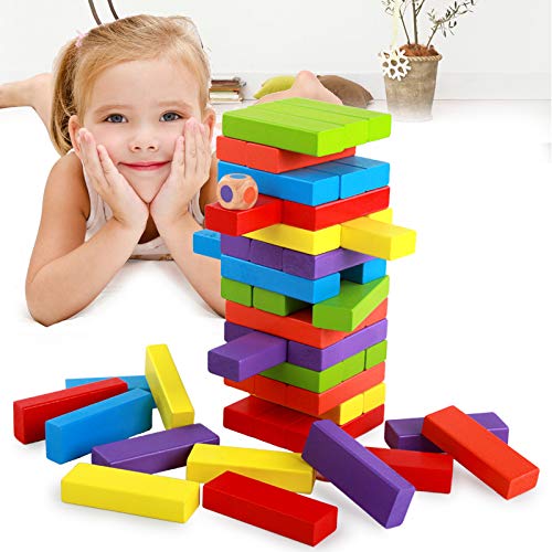 Wooden Blocks | Tumbling Tower Toys with Dices | Stacking & Balancing Games