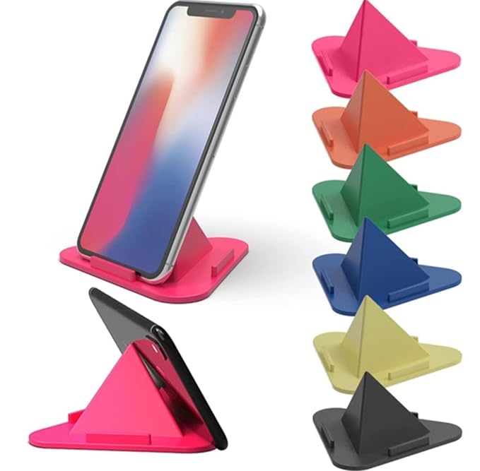 Portable Three-Sided Triangle Desktop Stand Mobile Paradise Universal Phone Pyramid Shape Holder Desktop Stand (Multi Color) (Pack of 5) Mobile Holder