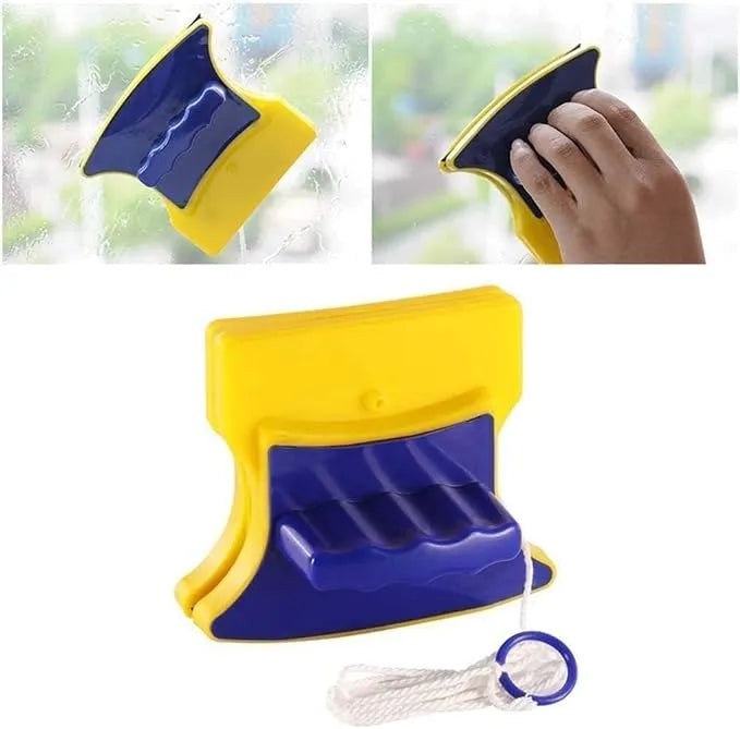 Magnetic Window Cleaner Double-Side Glazed Two Sided Glass Cleaner Wiper with 2 Extra Cleaning Cotton Cleaner Squeegee Washing Equipment Household Cleaner