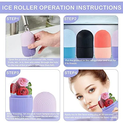 Ice Roller For Neck, Face & Eyes Massage, Reusable Facial Tool For Glowing & Tighten Skin | For Puffy Eyes, Easy to Use and Carry