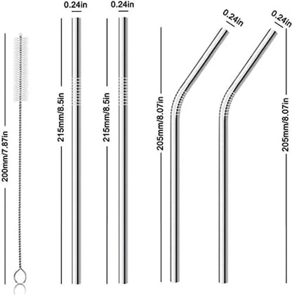 Reusable 304 Stainless Steel Straw with Cleaning Brush Long Metal Straws for Drinking, Reusable (BUY 1 GET 1 FREE)