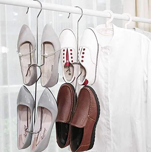 Stainless Steel Shoes Hanger Drying Rack for Dehumidifying Hanging Leather Shoes,Double Hook Design Drying Shelf Storage Organizer,Closet Organizer Storage