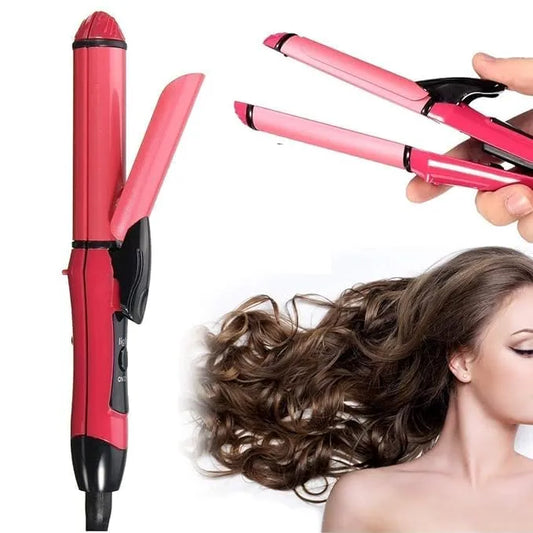 PINK NOVA HAIR STRAIGHTENER and Curler with Ceramic Coated Plate, Hair Straightener and Curler for Women