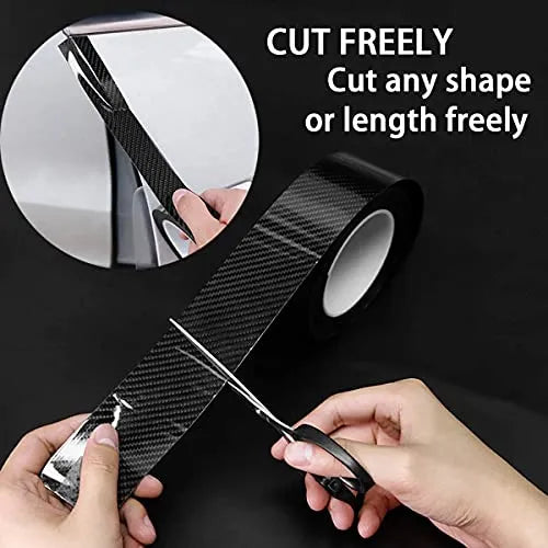 Carbon Fiber Style Waterproof Car Seal Strip Door Edge Cover Guard Anti-Scratch Step Decoration Cover Tape - 2 Inches x 5 Meters