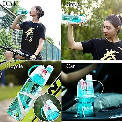 New B. Mist Spray Water Bottle for Outdoor Sports and Gym, Cycling, Camping & Hiking 600 ML (Multicolour)