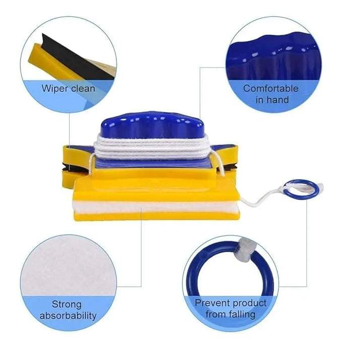 Magnetic Window Cleaner Double-Side Glazed Two Sided Glass Cleaner Wiper with 2 Extra Cleaning Cotton Cleaner Squeegee Washing Equipment Household Cleaner