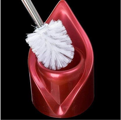 Toilet Brush with Holder and Bucket- Bathroom Cleaning Brush, Stainless Steel Handle Compact Freestanding with Bucket 360° Deep Cleaning