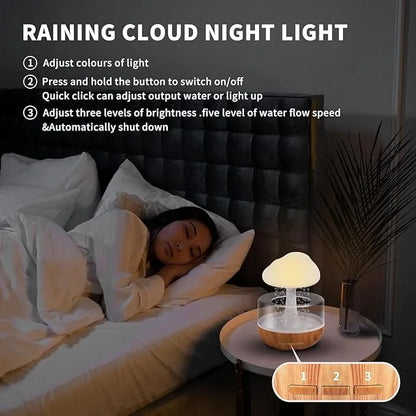 Cloud Rain Diffuser, Snuggle Cloud, Light Humidifier - Raindrop Humidifier, Relaxing Sound, Mushroom Waterfall Lamp, Essential Oil Diffuser for Home Office