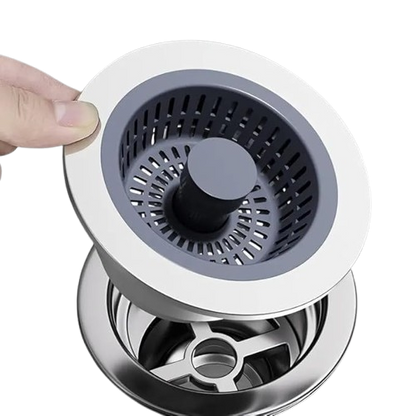 3 in 1 Kitchen Sink Drain Strainer - Stopper Set, Stainless Steel Kitchen Sink Stopper, Pop Up Anti-Clogging Sink Strainer Basket Filter