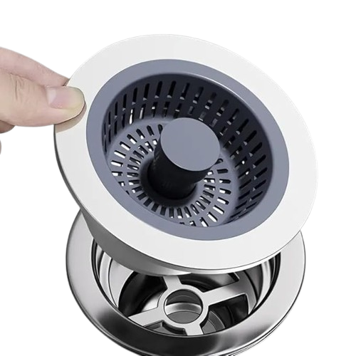 3 in 1 Kitchen Sink Drain Strainer - Stopper Set, Stainless Steel Kitchen Sink Stopper, Pop Up Anti-Clogging Sink Strainer Basket Filter