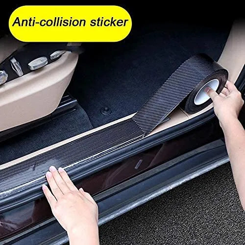 Carbon Fiber Style Waterproof Car Seal Strip Door Edge Cover Guard Anti-Scratch Step Decoration Cover Tape - 2 Inches x 5 Meters