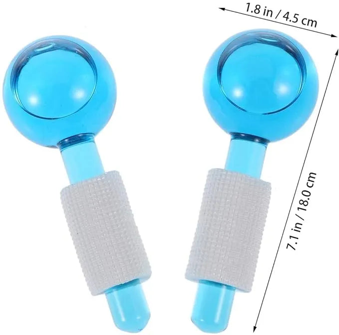 2 Pcs Ice Globes, Cooling Crystal Roller Balls with Handle, Facial Massage Tools for Face and Neck Eye circle, Skin Depuffing- Eye circle Rollers Reduce Puffiness.