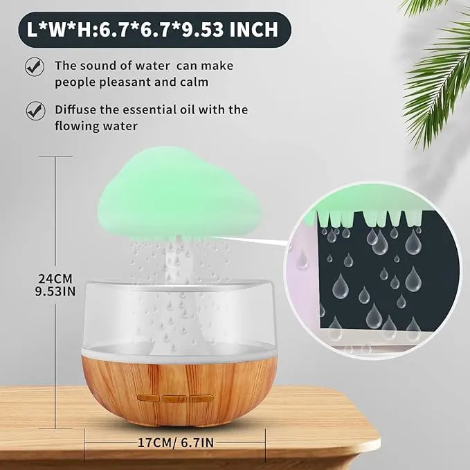 Cloud Rain Diffuser, Snuggle Cloud, Light Humidifier - Raindrop Humidifier, Relaxing Sound, Mushroom Waterfall Lamp, Essential Oil Diffuser for Home Office